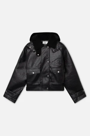Scuffers Outerwear Black Crocodile-Texture Jacket