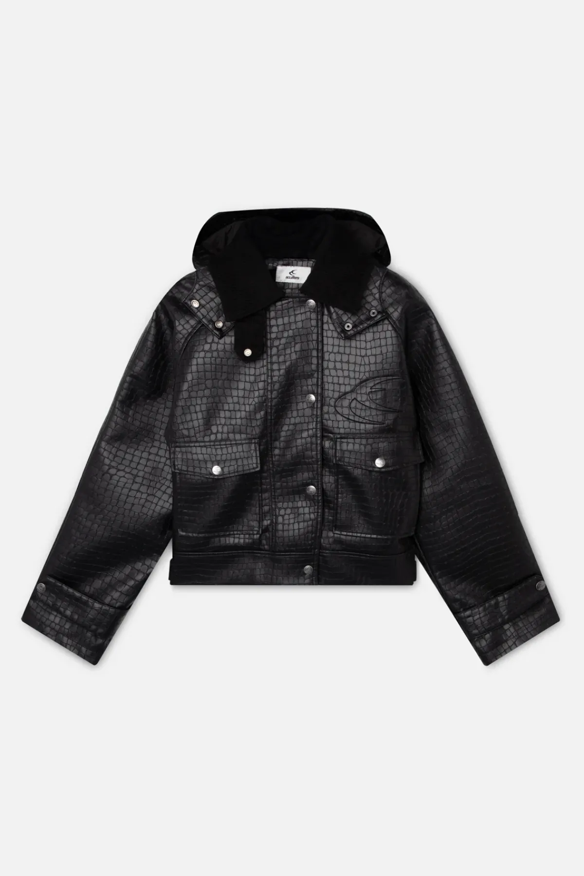 Scuffers Outerwear Black Crocodile-Texture Jacket Scuffers Outerwear Black Crocodile-Texture Jacket